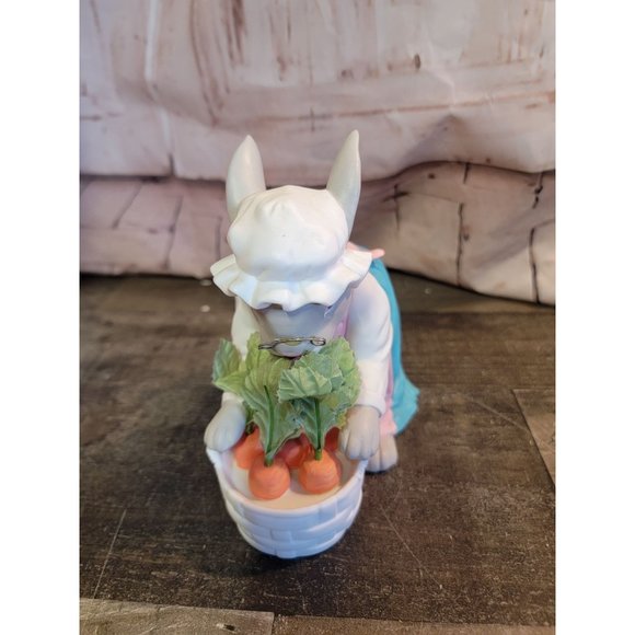 Dept 56 rabbit bunny 1988 carrot patch holding basket carrots Decor figure - Picture 2 of 4